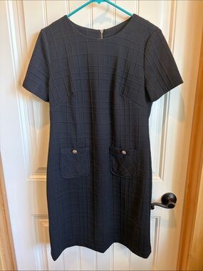 Tommy Hilfiger Black Textured Short-Sleeve Mini Dress